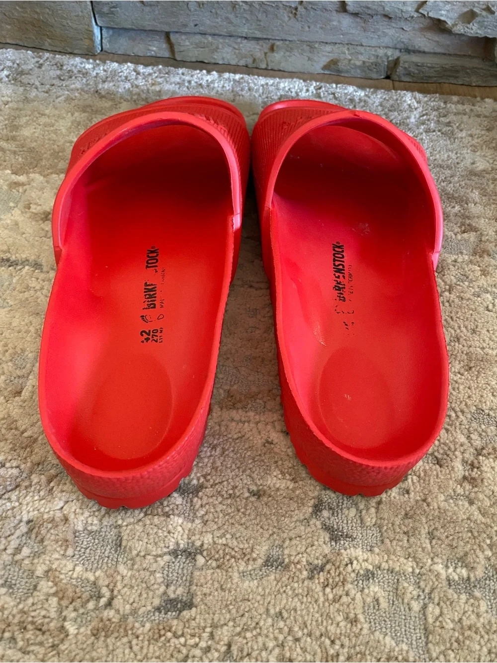 Birkenstock Barbados EVA Solid Red Slide Sandals Embossed Logo Open Toe: 42